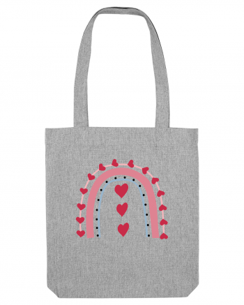 Rainbow Red Hearts Valentine Heather Grey