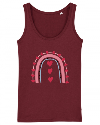 Rainbow Red Hearts Valentine Burgundy