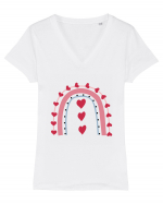 Rainbow Red Hearts Valentine Tricou mânecă scurtă guler V Damă Evoker