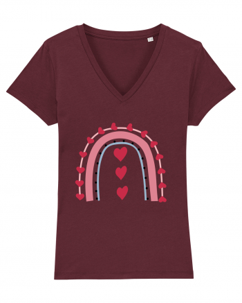 Rainbow Red Hearts Valentine Burgundy