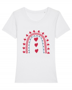 Rainbow Red Hearts Valentine Tricou mânecă scurtă guler larg fitted Damă Expresser