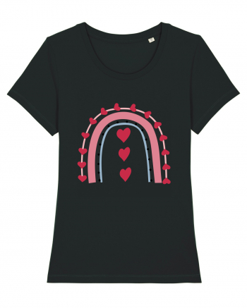 Rainbow Red Hearts Valentine Black