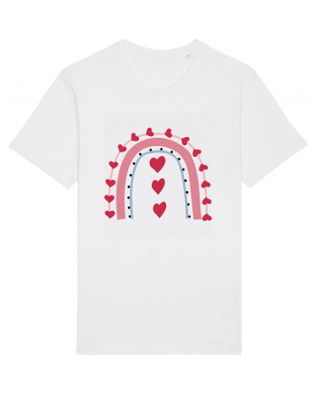 Rainbow Red Hearts Valentine White