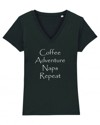 Coffee Adventure Naps Repeat Black