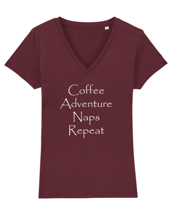 Coffee Adventure Naps Repeat Burgundy