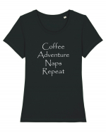 Coffee Adventure Naps Repeat Tricou mânecă scurtă guler larg fitted Damă Expresser
