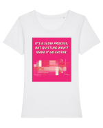 it s a slow process5 Tricou mânecă scurtă guler larg fitted Damă Expresser