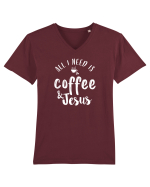 Coffee and Jesus Tricou mânecă scurtă guler V Bărbat Presenter
