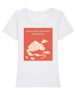 never trust your first impressions5 Tricou mânecă scurtă guler larg fitted Damă Expresser