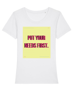 put your needs first6 Tricou mânecă scurtă guler larg fitted Damă Expresser