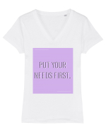 put your needs first7 Tricou mânecă scurtă guler V Damă Evoker