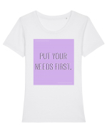 put your needs first7 Tricou mânecă scurtă guler larg fitted Damă Expresser