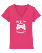 Gamer Dad Tricou mânecă scurtă guler V Damă Evoker