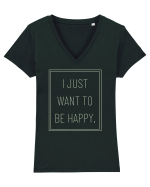 i just want to be happy7 Tricou mânecă scurtă guler V Damă Evoker