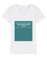 i draw healthy people and relationship to myself2 Tricou mânecă scurtă guler V Damă Evoker