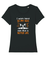 Work hard for my dog Tricou mânecă scurtă guler larg fitted Damă Expresser