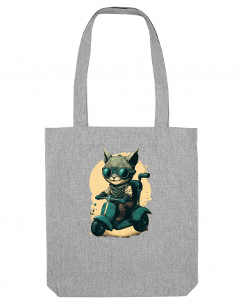 Cat on scooter Heather Grey