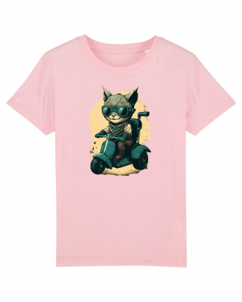 Cat on scooter Cotton Pink