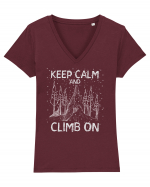 pentru montaniarzi - Keep calm and climb on Tricou mânecă scurtă guler V Damă Evoker