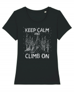 pentru montaniarzi - Keep calm and climb on Tricou mânecă scurtă guler larg fitted Damă Expresser
