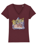 pentru montaniarzi - Retezat - ediție de iarna Tricou mânecă scurtă guler V Damă Evoker