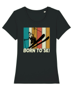 Sporturi de iarnă - Born to ski Tricou mânecă scurtă guler larg fitted Damă Expresser