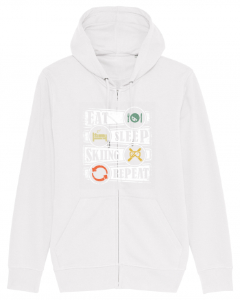 Sporturi de iarnă - Eat sleep skiing repeat White