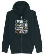 Sporturi de iarnă - Eat sleep skiing repeat Hanorac cu fermoar Unisex Connector