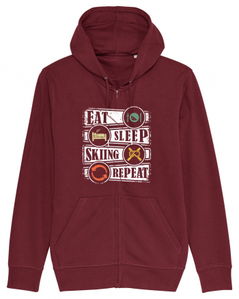 Sporturi de iarnă - Eat sleep skiing repeat Burgundy