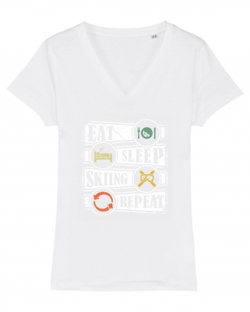 Sporturi de iarnă - Eat sleep skiing repeat White