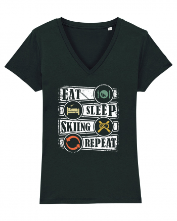 Sporturi de iarnă - Eat sleep skiing repeat Black