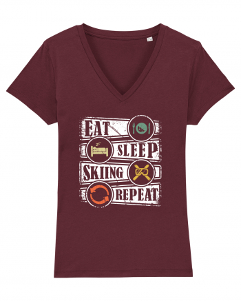 Sporturi de iarnă - Eat sleep skiing repeat Burgundy