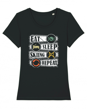 Sporturi de iarnă - Eat sleep skiing repeat Black