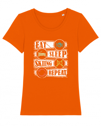 Sporturi de iarnă - Eat sleep skiing repeat Bright Orange