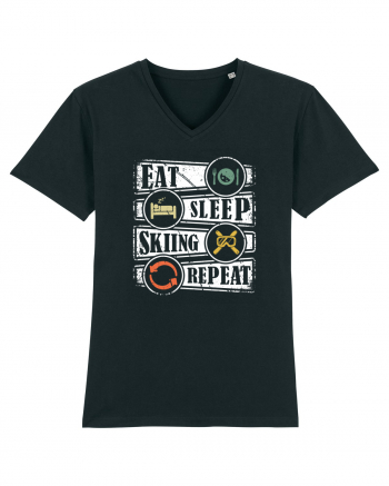 Sporturi de iarnă - Eat sleep skiing repeat Black