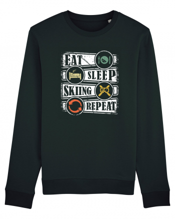 Sporturi de iarnă - Eat sleep skiing repeat Black