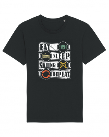 Sporturi de iarnă - Eat sleep skiing repeat Black