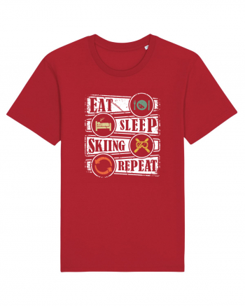 Sporturi de iarnă - Eat sleep skiing repeat Red