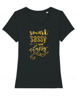 Smart classy sassy Tricou mânecă scurtă guler larg fitted Damă Expresser