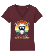 Sporturi de iarnă - Not falling - not learning Tricou mânecă scurtă guler V Damă Evoker