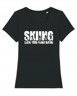 Sporturi de iarnă - Skiing - leave your fears behind Tricou mânecă scurtă guler larg fitted Damă Expresser
