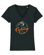 Fishing is my life Tricou mânecă scurtă guler V Damă Evoker