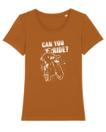Can you ride? Tricou mânecă scurtă guler larg fitted Damă Expresser
