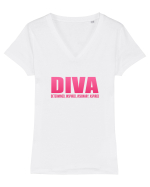 DIVA Tricou mânecă scurtă guler V Damă Evoker