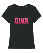 DIVA Tricou mânecă scurtă guler larg fitted Damă Expresser