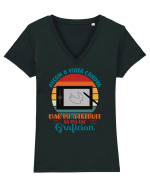 M-am făcut grafician - v1 Tricou mânecă scurtă guler V Damă Evoker