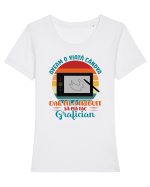 M-am făcut grafician - v1 Tricou mânecă scurtă guler larg fitted Damă Expresser