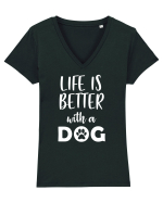 Life is better wit ha dog Tricou mânecă scurtă guler V Damă Evoker