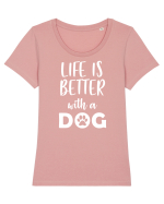 Life is better wit ha dog Tricou mânecă scurtă guler larg fitted Damă Expresser