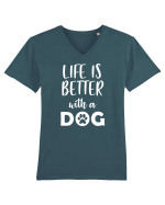 Life is better wit ha dog Tricou mânecă scurtă guler V Bărbat Presenter